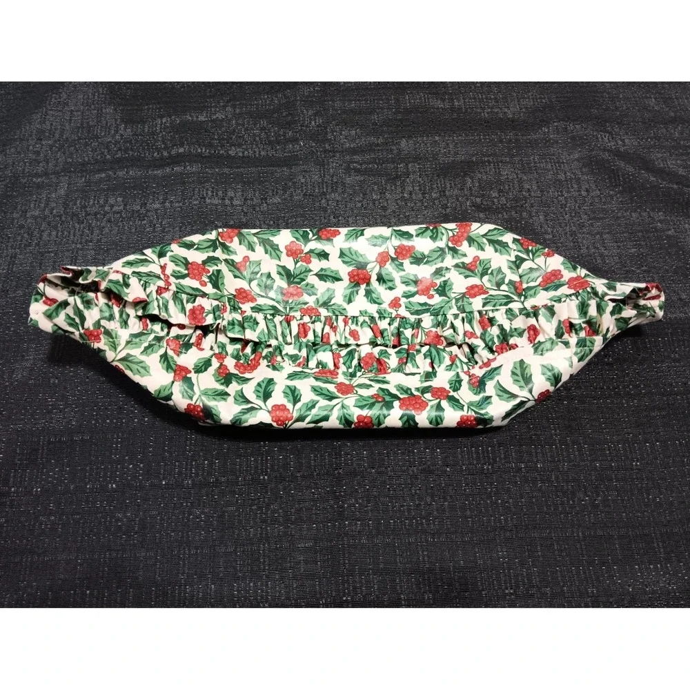 Longaberger Holiday Cheer SU Holly Bread Basket Liner 216877 Christmas Ruffle